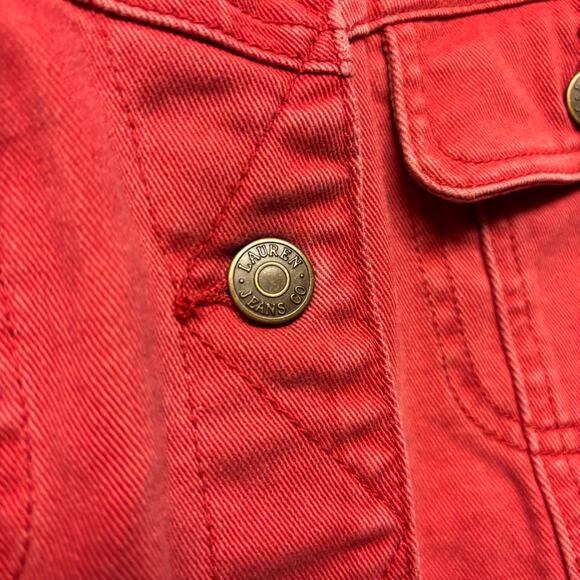 Lauren Ralph Lauren Red Denim Jacket Button Up Y2K Jean Streetwear Preppy Large - Picture 3 of 14